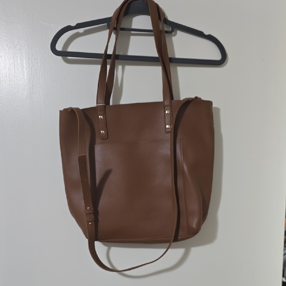 Chic Tan Leather Tote Bag Nwt